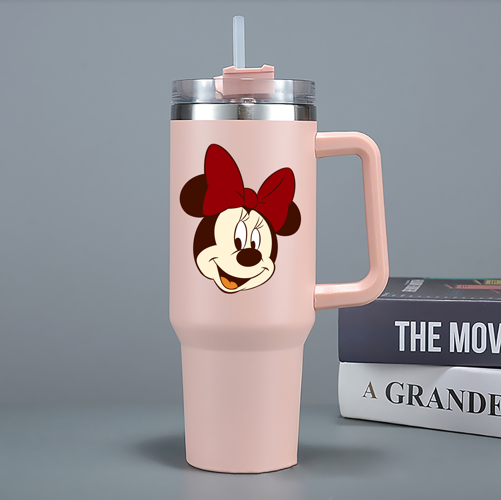 （画像用） ミッキーマウス Mickey Mouse 1200mL車用タンブラー - クリスタルステッカー（プラスチックストロー付き）